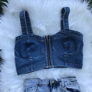 Pacsun Korea Denim Bustier Crop Top L